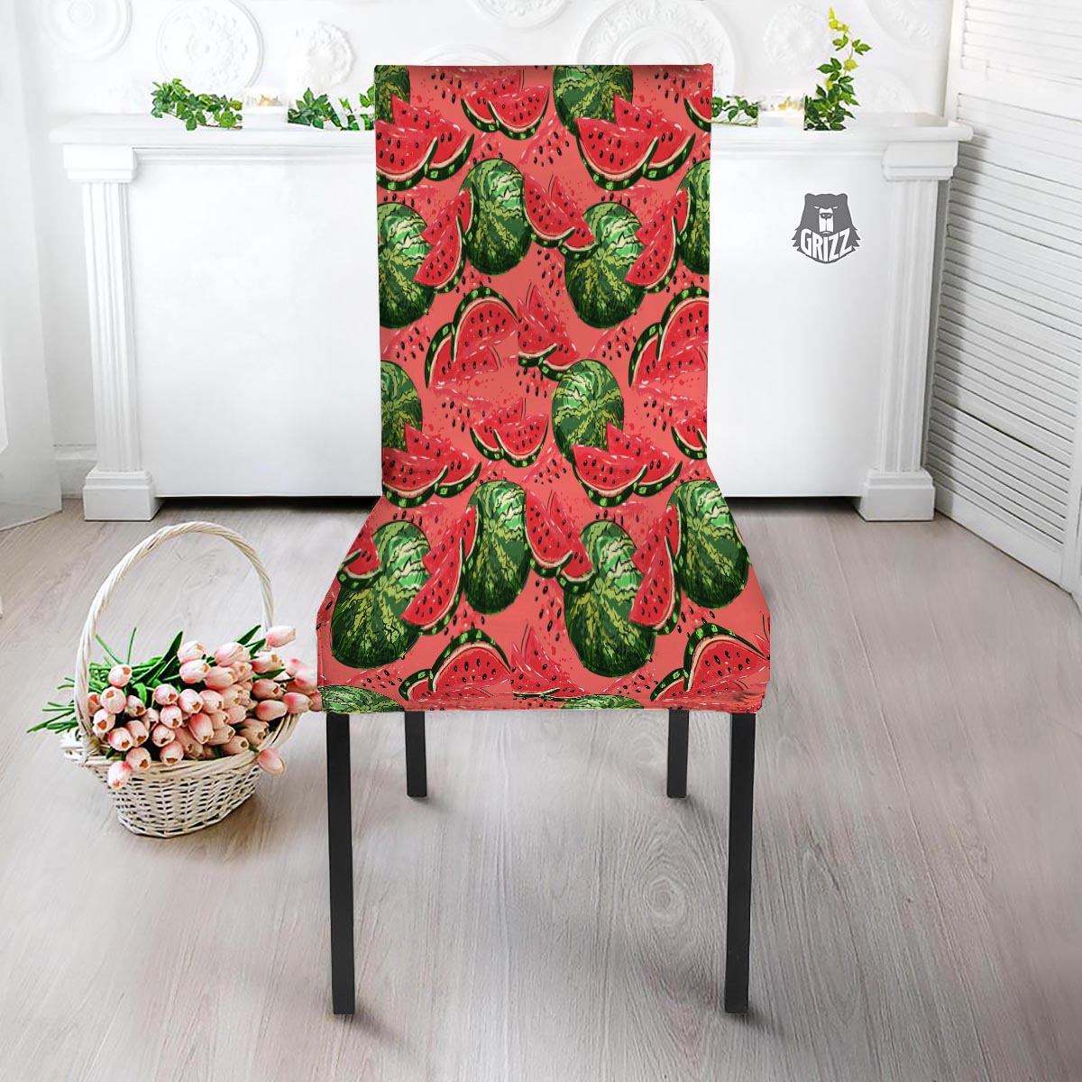 Watermelon Summer Fruits Print Pattern Dining Chair Slipcover-grizzshop