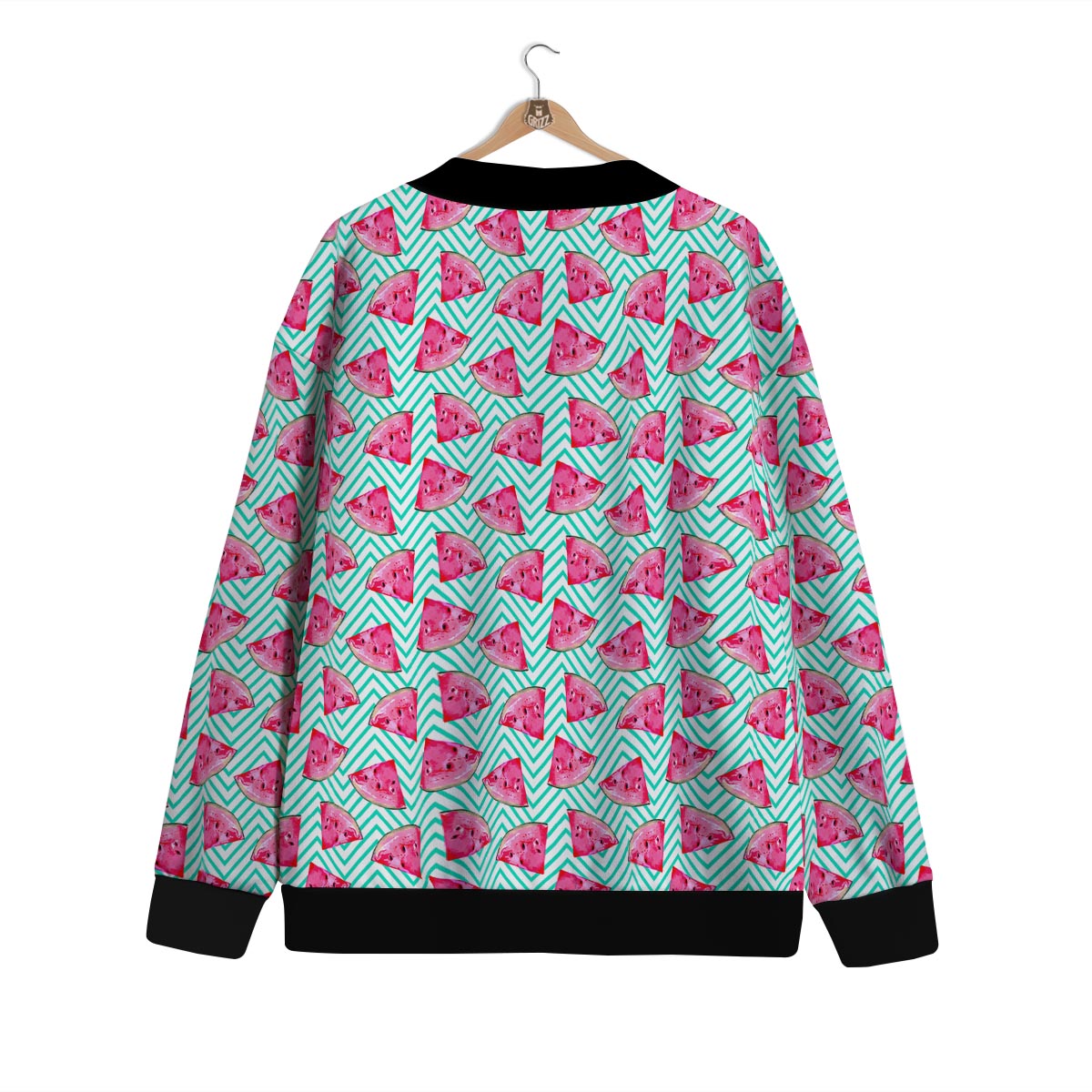Watermelon Teal Chevron Print Pattern Cardigan-grizzshop