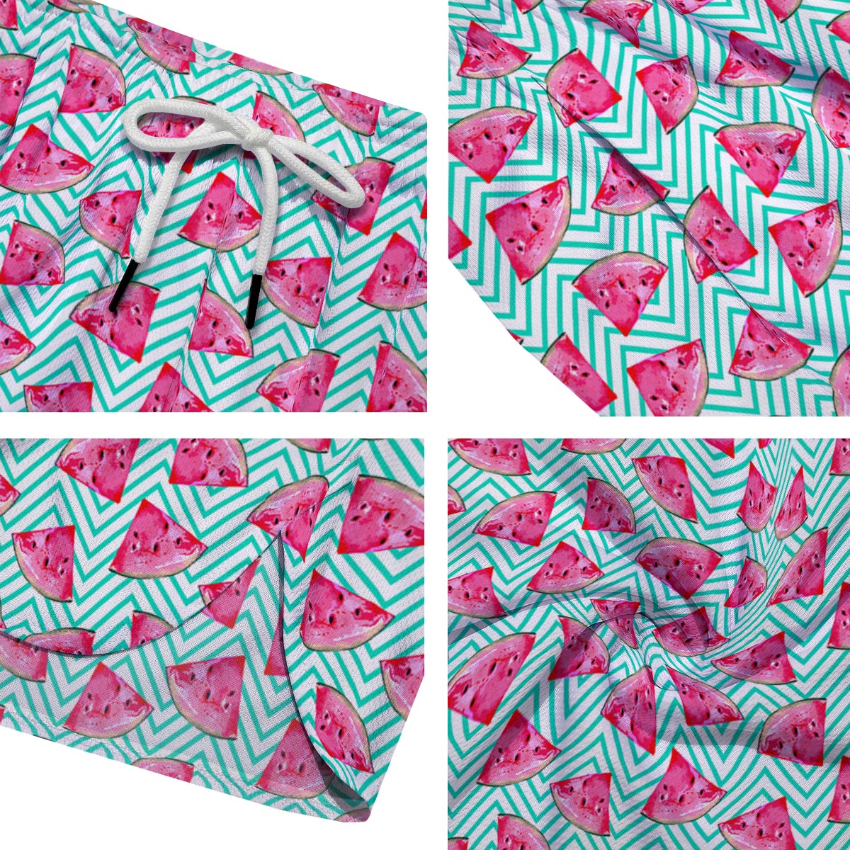 Watermelon Teal Chevron Print Pattern Men's Running Shorts-grizzshop