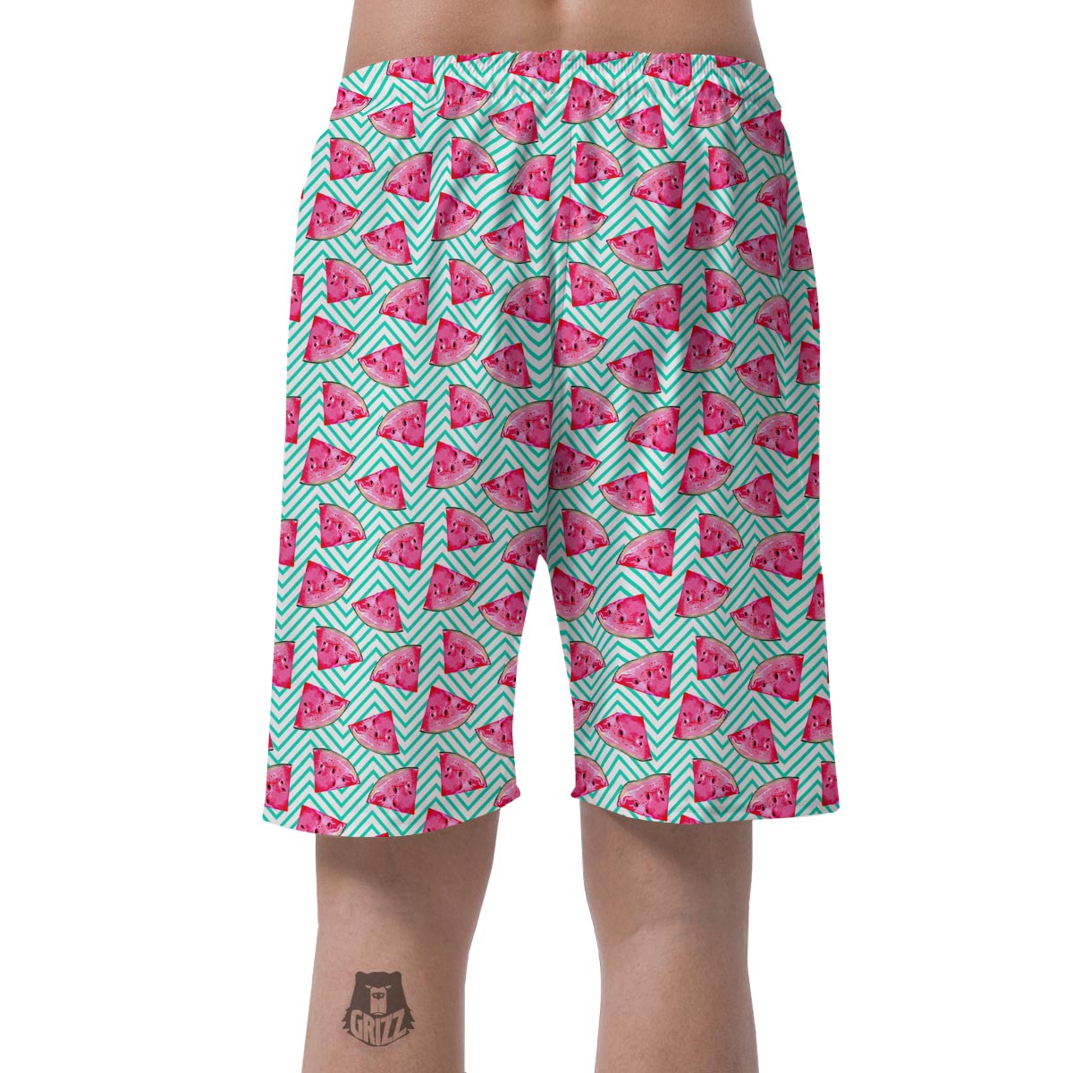 Watermelon Teal Chevron Print Pattern Men's Shorts-grizzshop