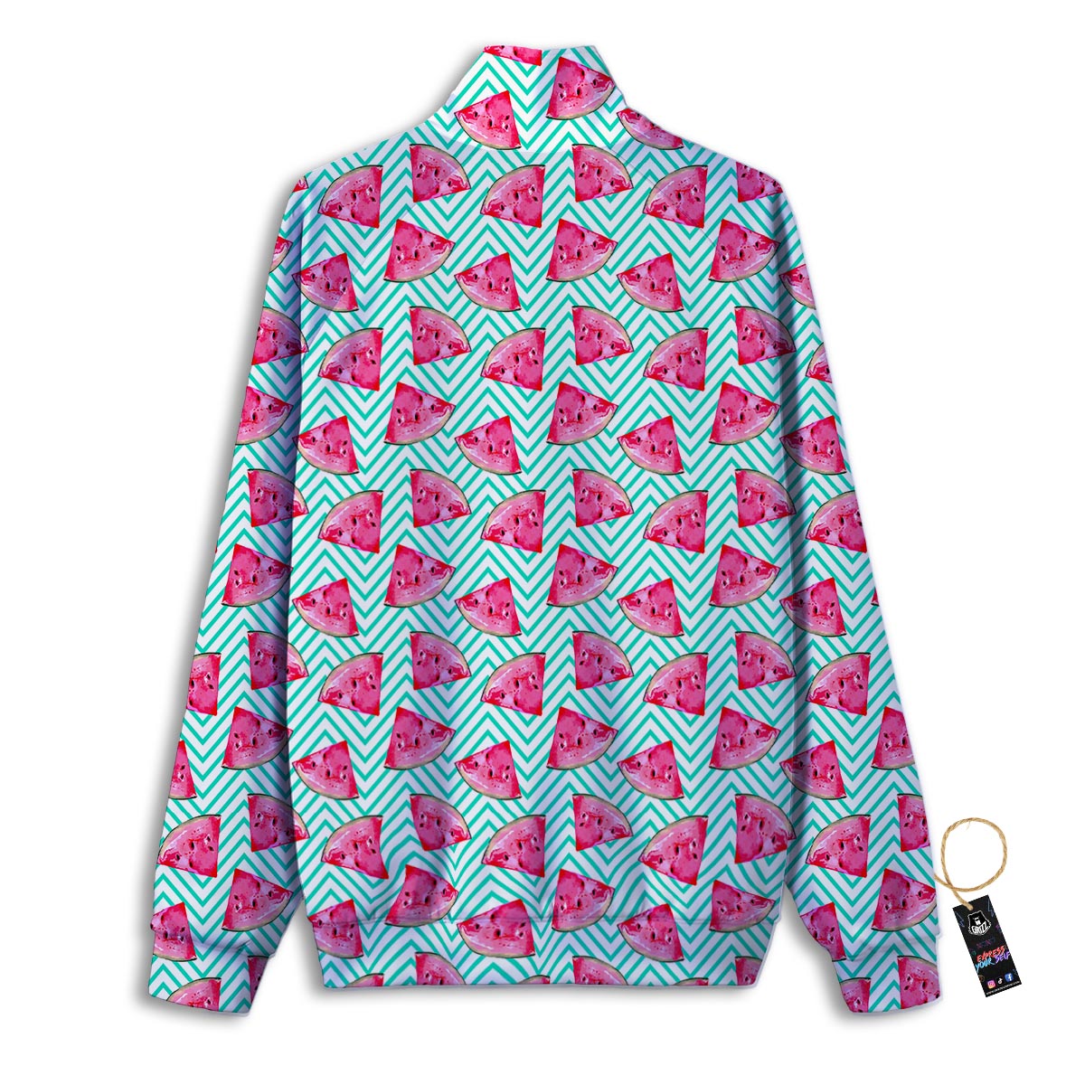 Watermelon Teal Chevron Print Pattern Track Jacket-grizzshop