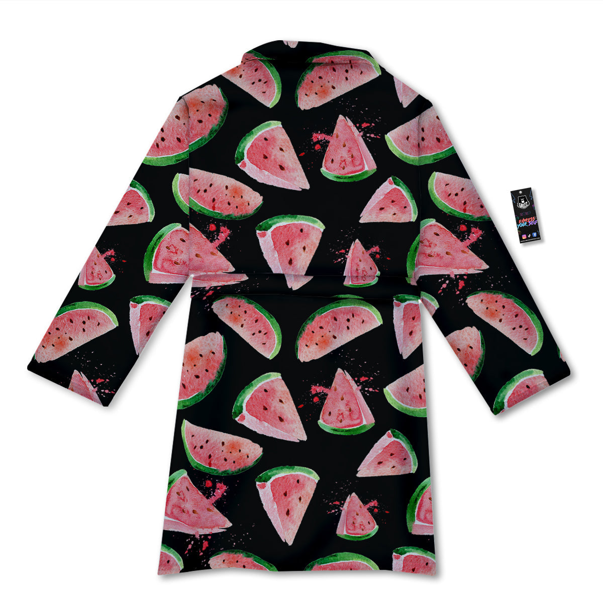Watermelon Watercolor Print Pattern Bathrobe-grizzshop