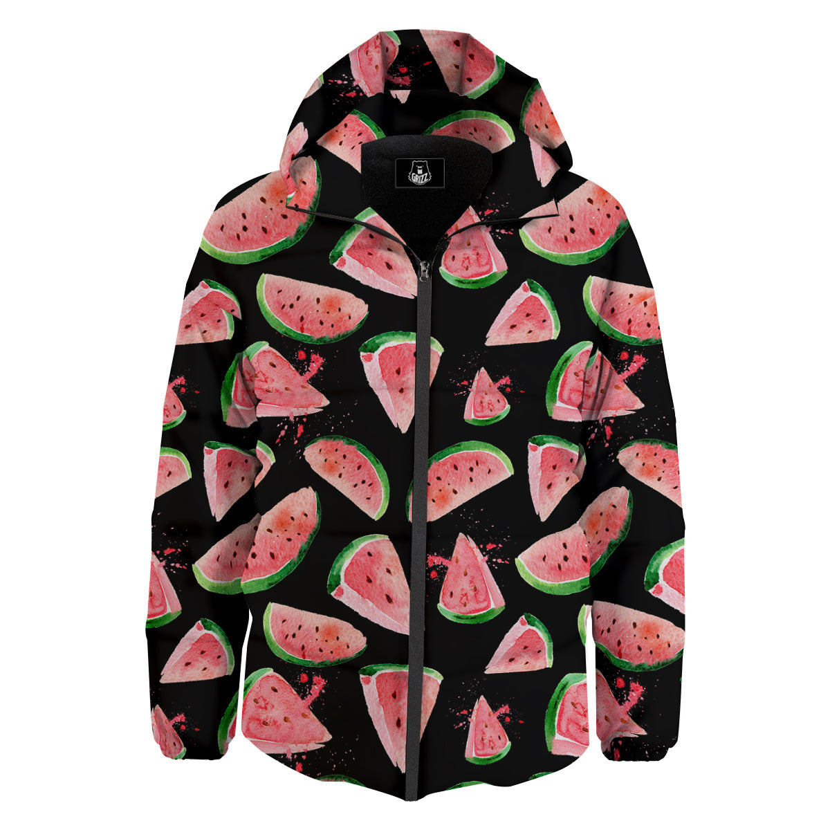 Watermelon Watercolor Print Pattern Down Jacket-grizzshop