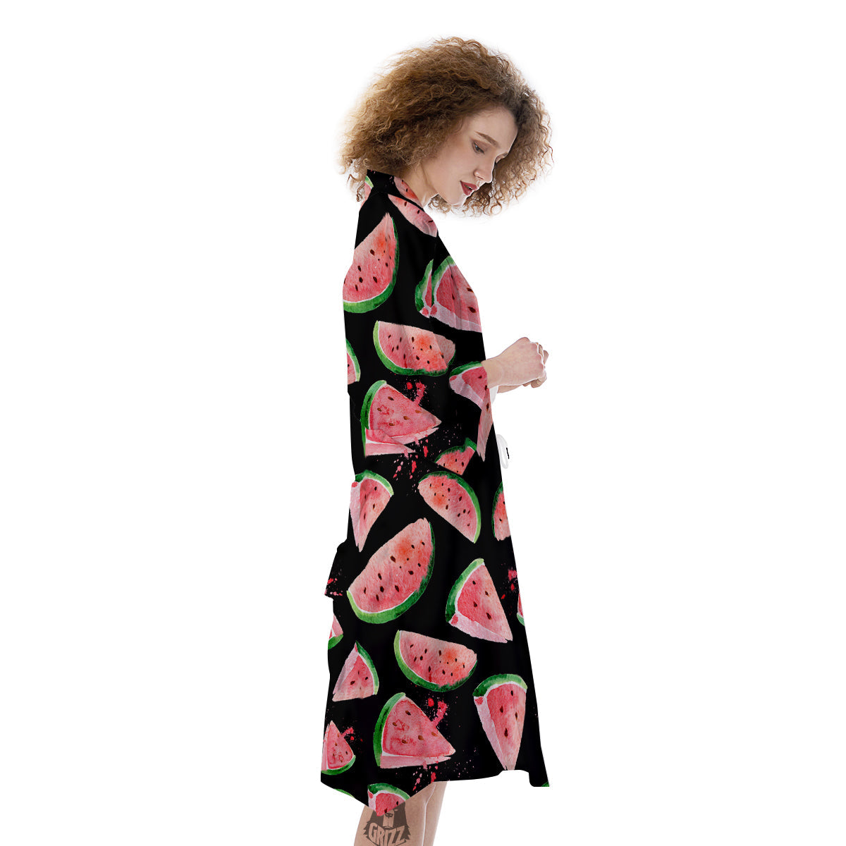 Watermelon Watercolor Print Pattern Kimono-grizzshop