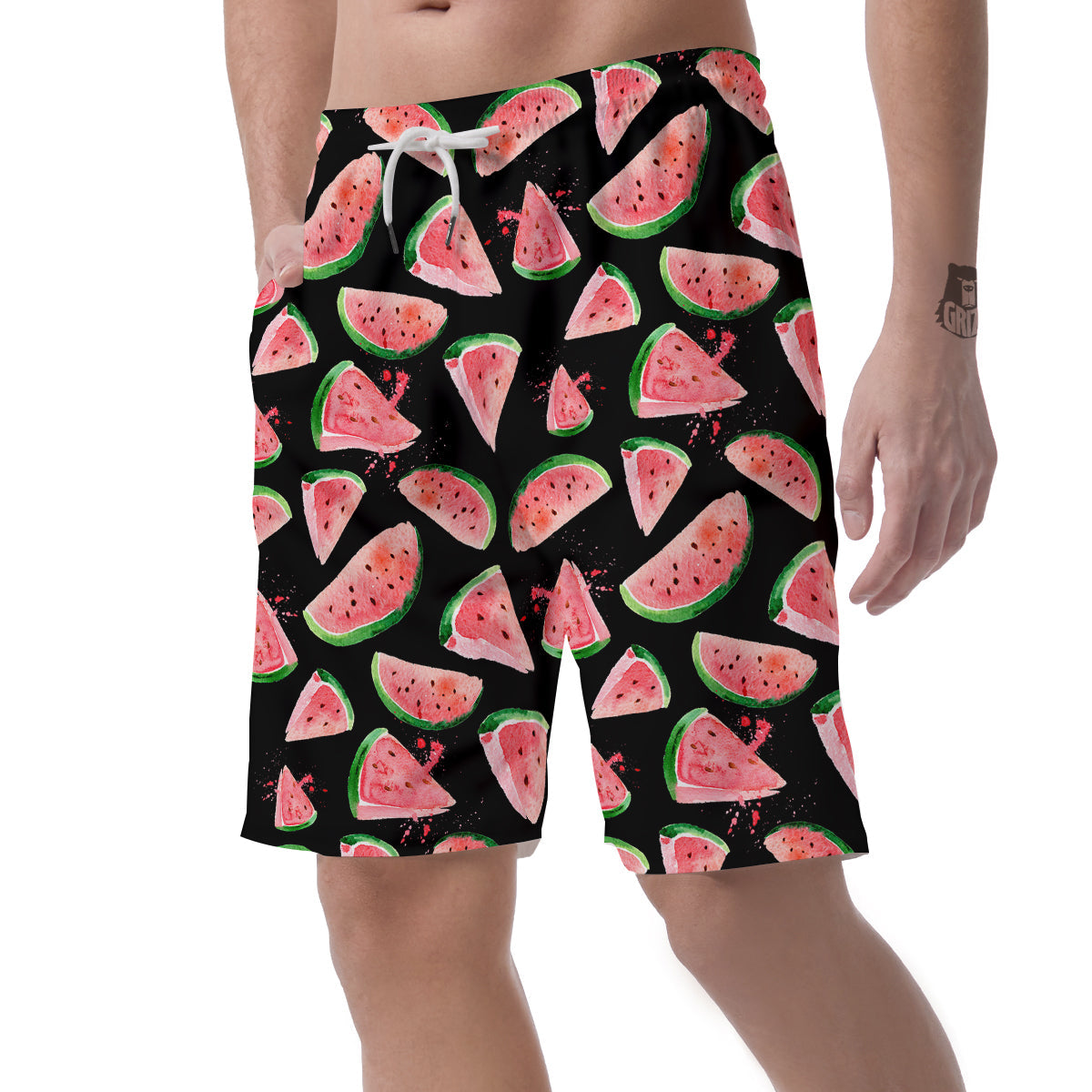 Watermelon Watercolor Print Pattern Men's Shorts-grizzshop