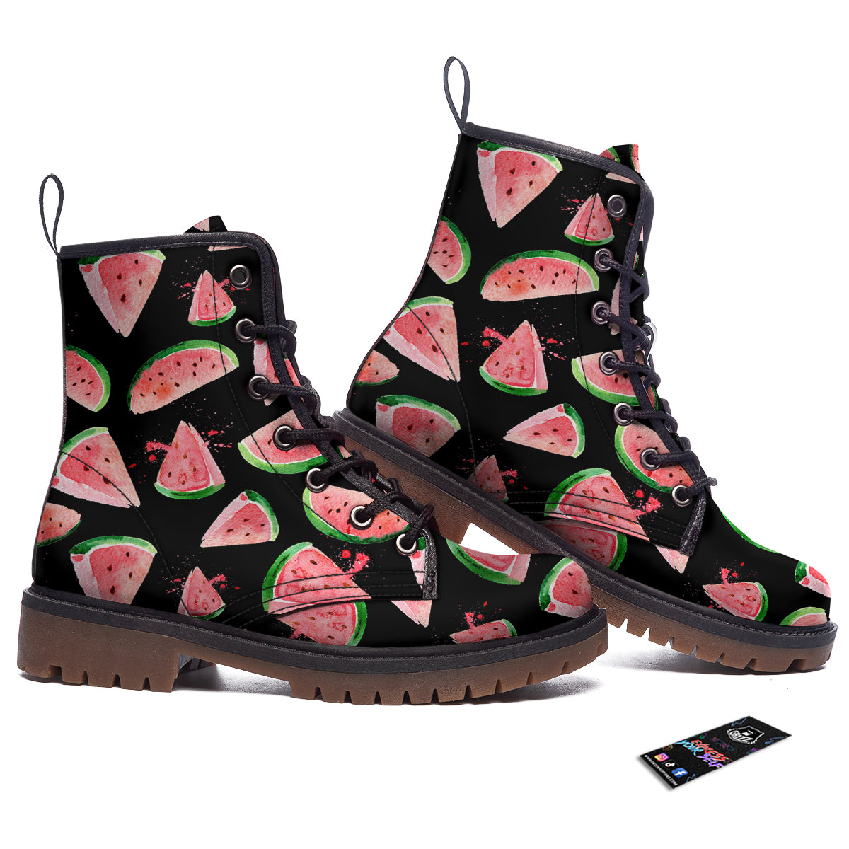 Watermelon Watercolor Print Pattern Work Boots-grizzshop