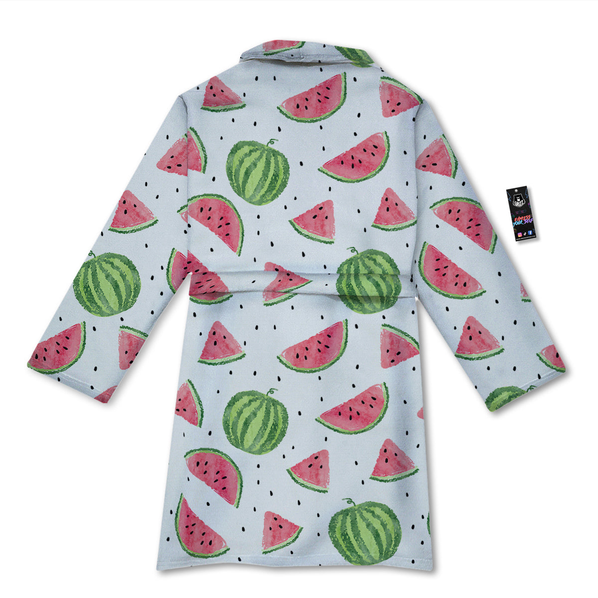Watermelon White Summer Print Pattern Bathrobe-grizzshop