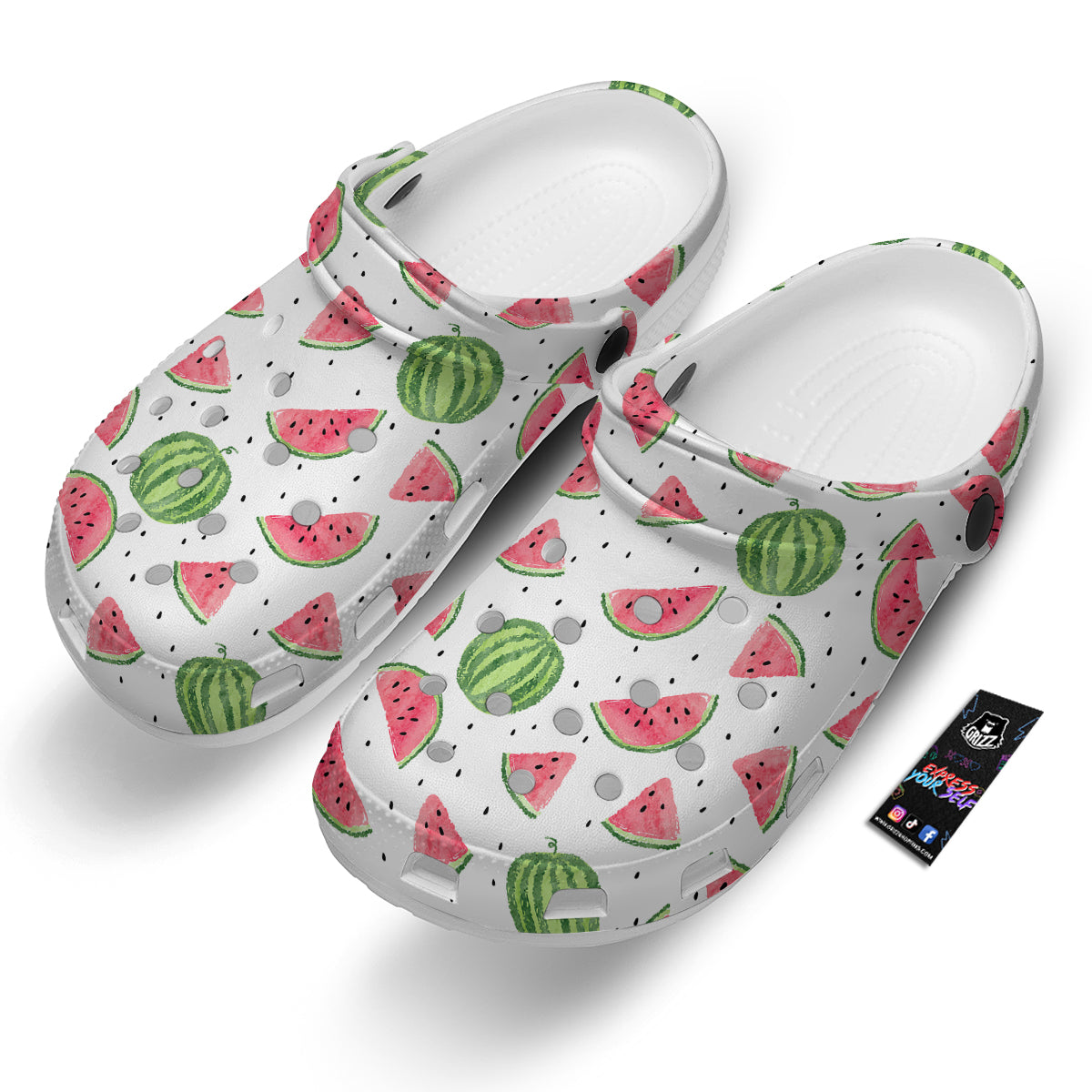 Watermelon White Summer Print Pattern Clog-grizzshop