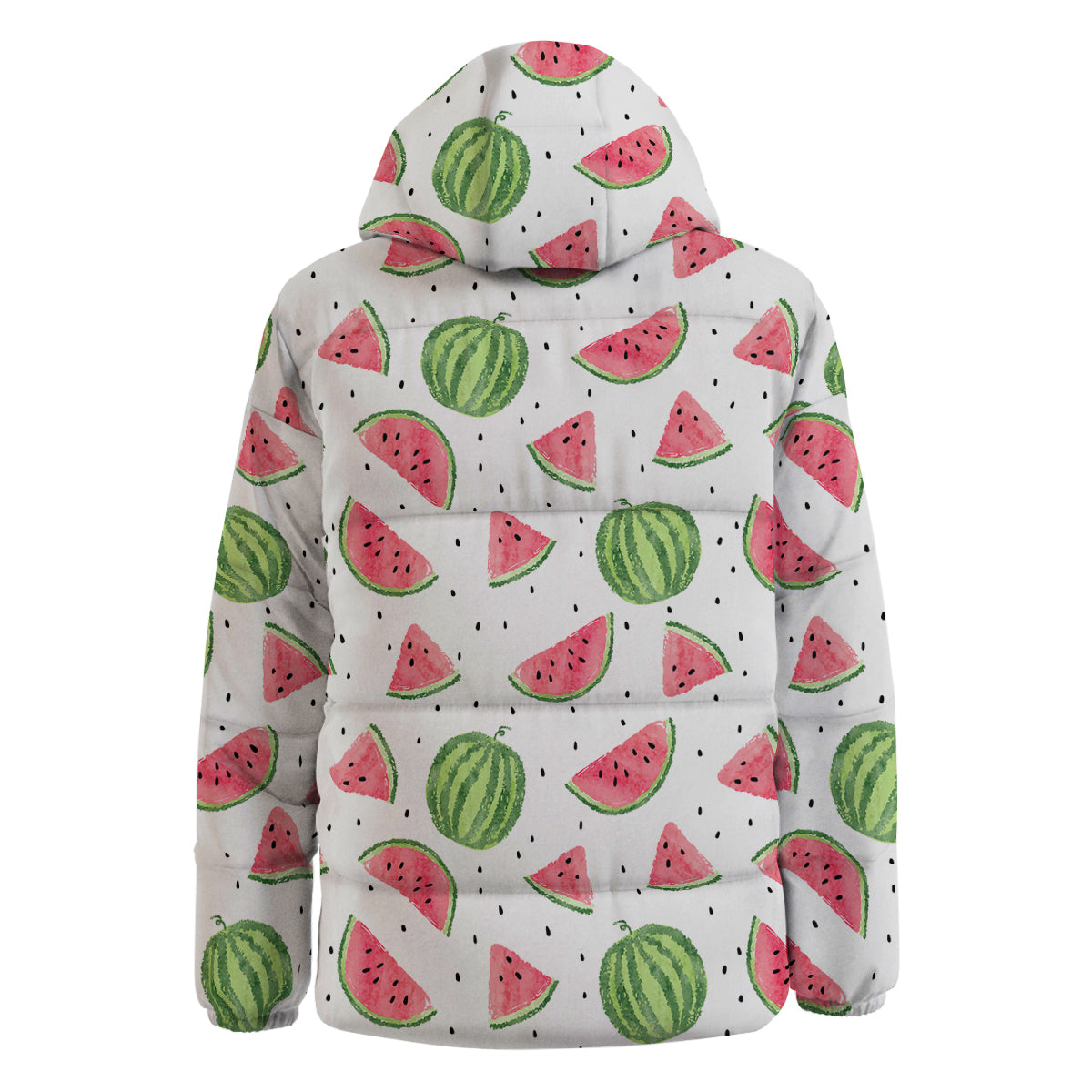 Watermelon White Summer Print Pattern Down Jacket-grizzshop
