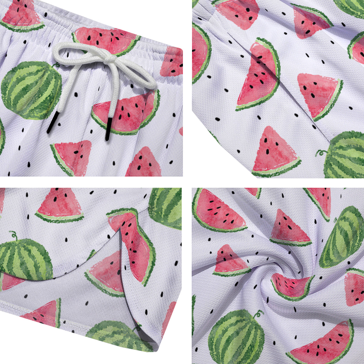 Watermelon White Summer Print Pattern Men's Running Shorts-grizzshop