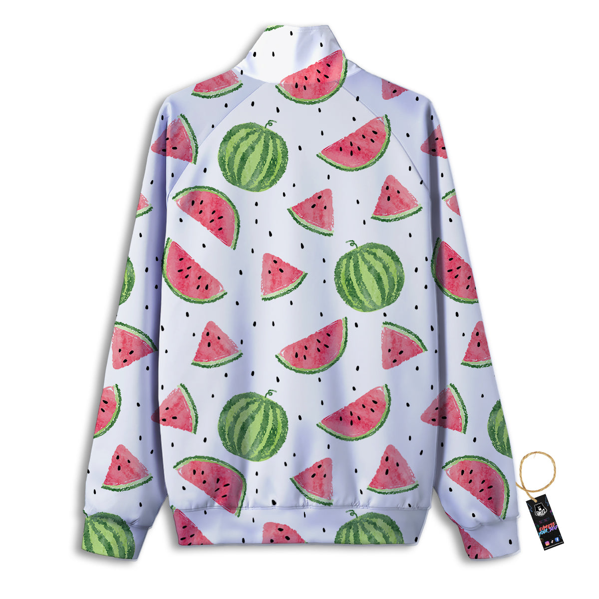 Watermelon White Summer Print Pattern Track Jacket-grizzshop