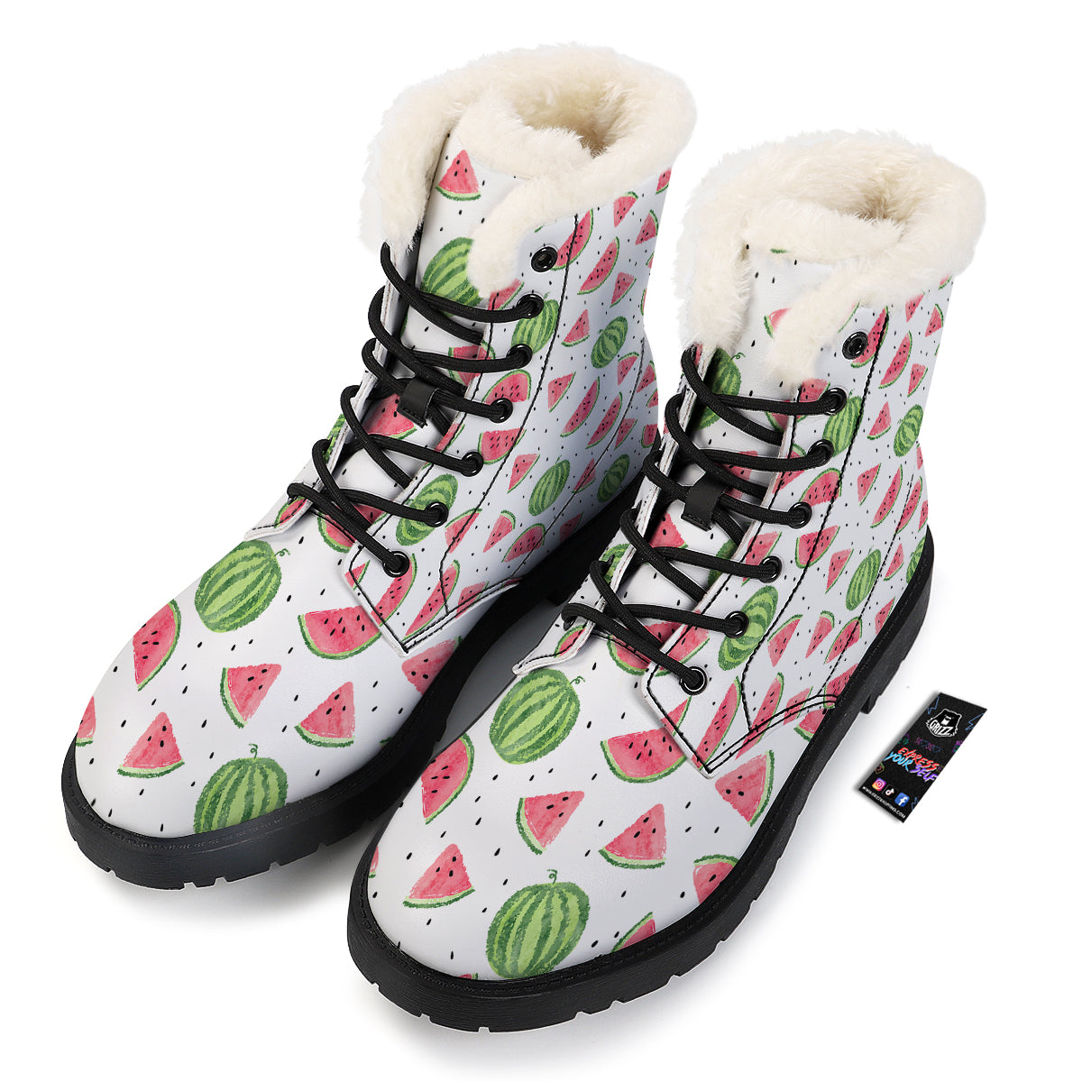 Watermelon White Summer Print Pattern Winter Boots-grizzshop