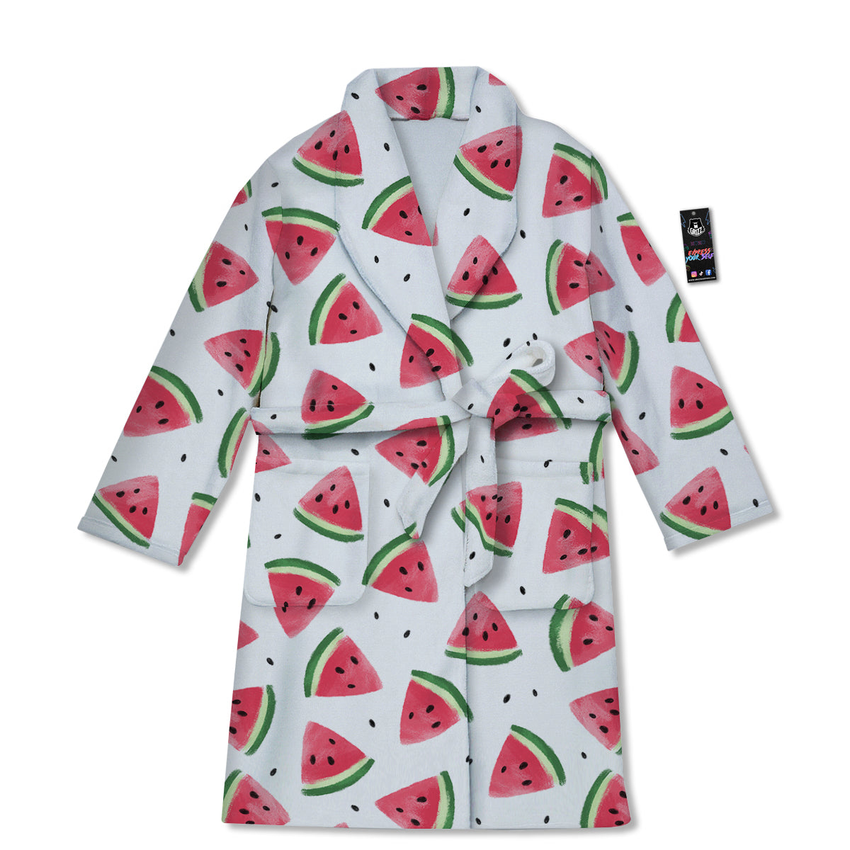 Watermelon White Tropical Print Pattern Bathrobe-grizzshop