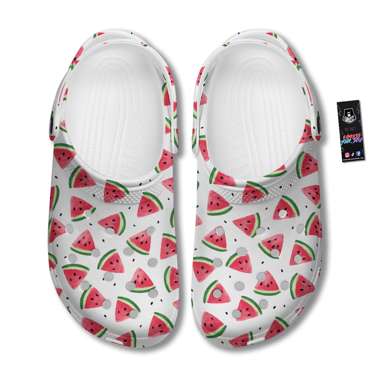 Watermelon White Tropical Print Pattern Clog-grizzshop