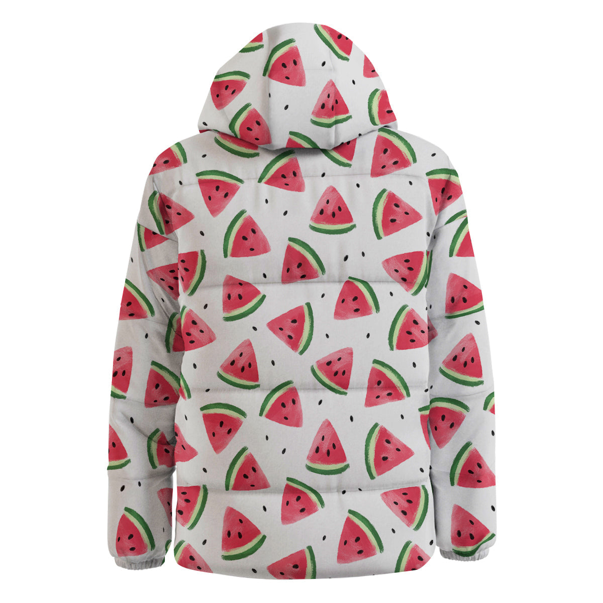 Watermelon White Tropical Print Pattern Down Jacket-grizzshop