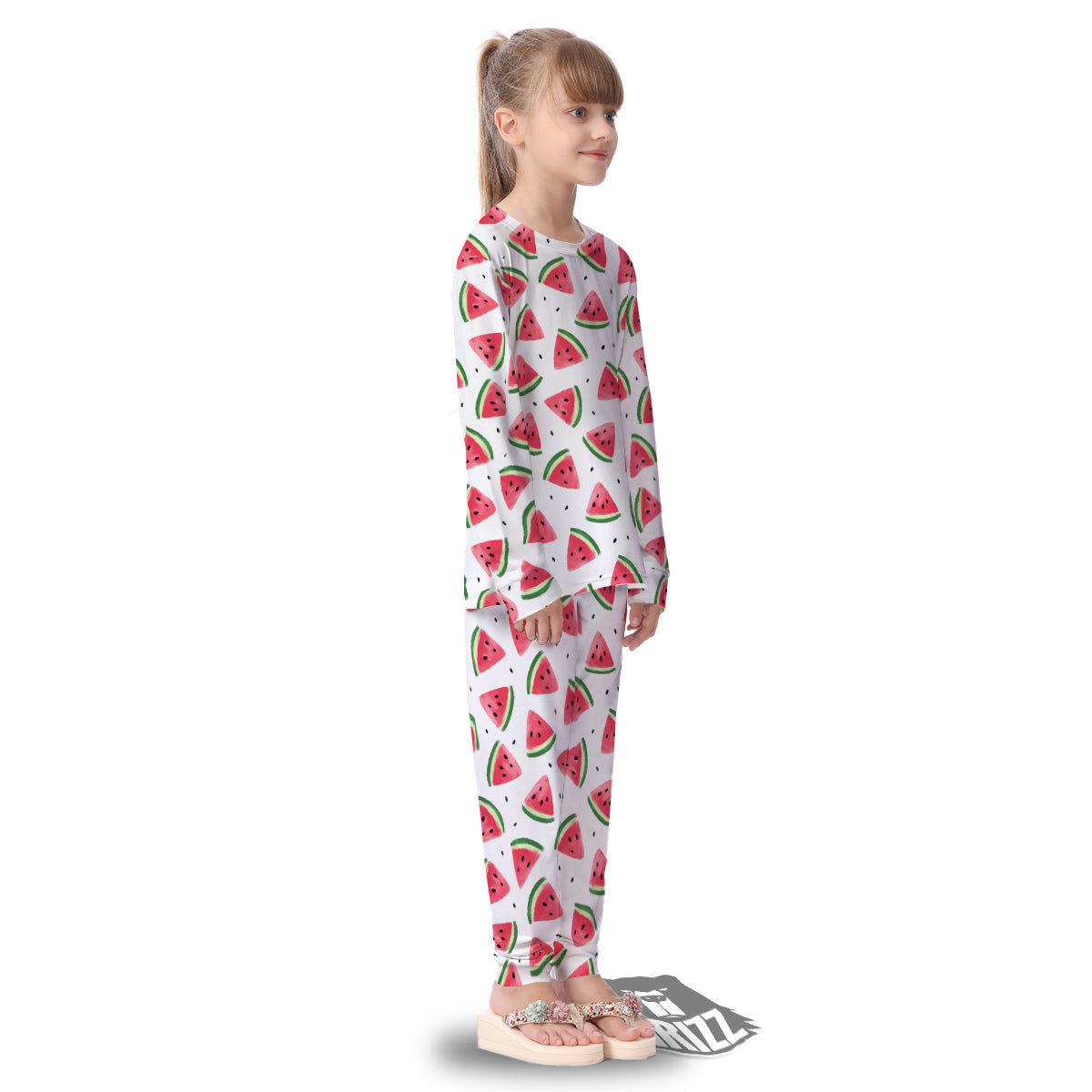 Watermelon White Tropical Print Pattern Kid's Pajamas-grizzshop