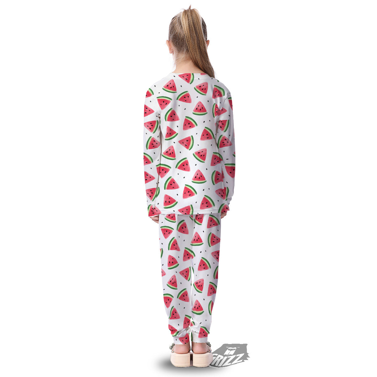 Watermelon White Tropical Print Pattern Kid's Pajamas-grizzshop