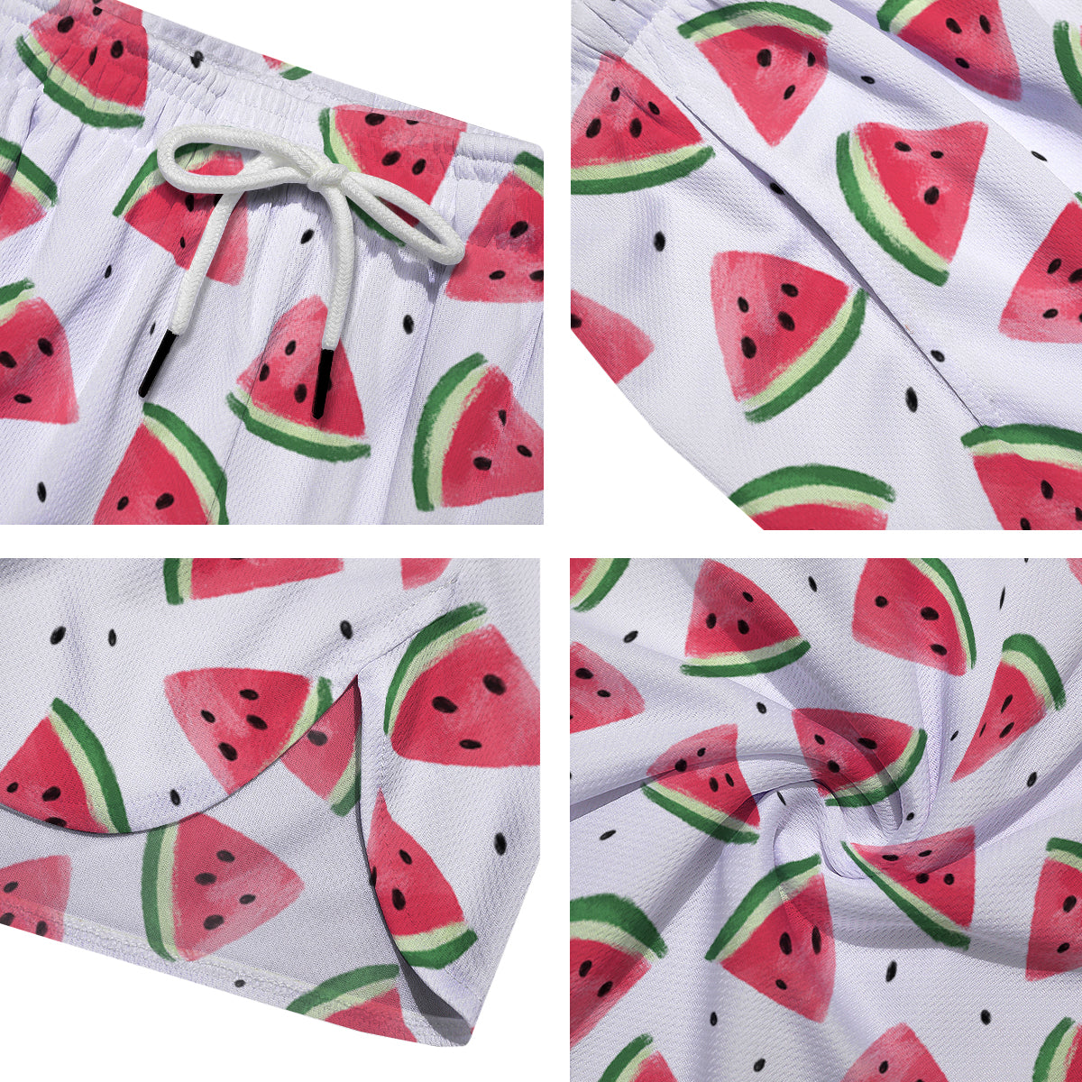 Watermelon White Tropical Print Pattern Men's Running Shorts-grizzshop