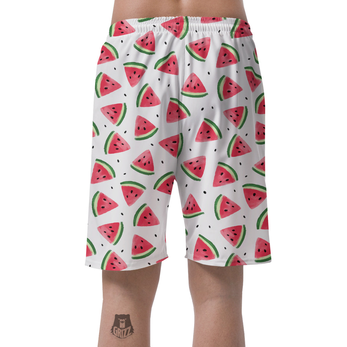 Watermelon White Tropical Print Pattern Men's Shorts-grizzshop