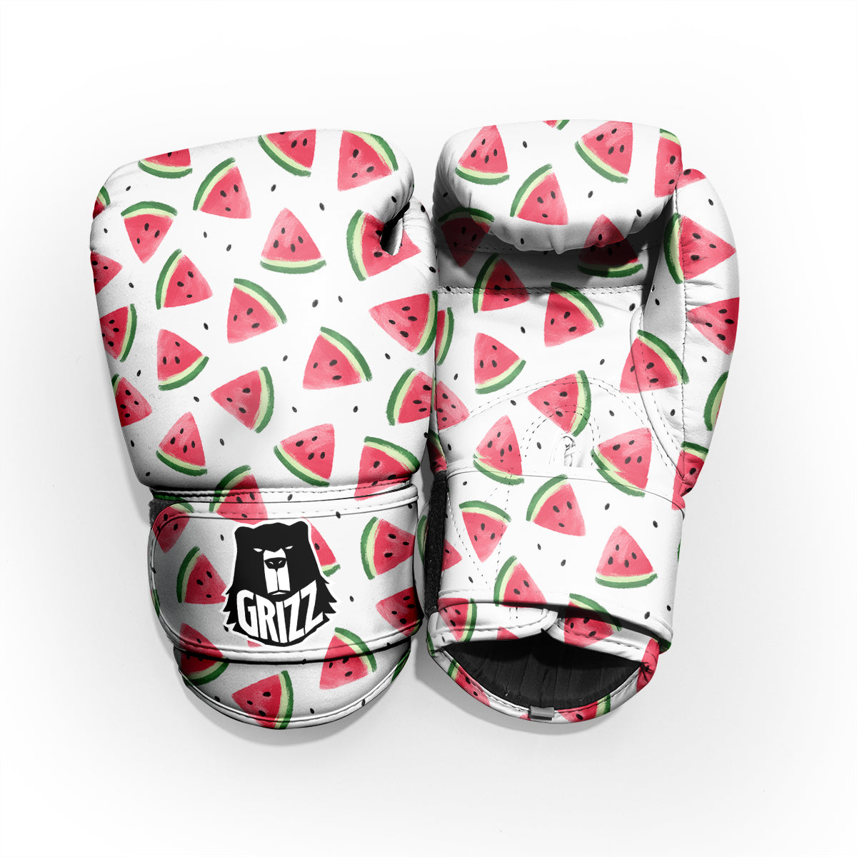 Watermelon White Tropical Print Pattern Sparring Gloves-grizzshop
