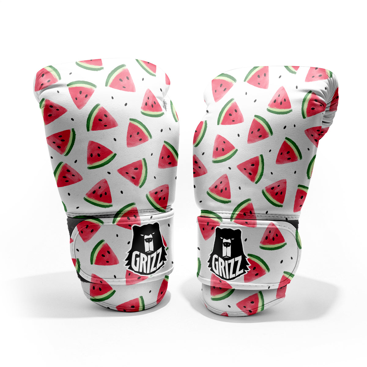 Watermelon White Tropical Print Pattern Sparring Gloves-grizzshop