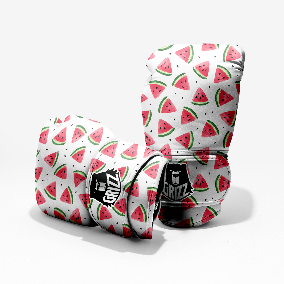Watermelon White Tropical Print Pattern Sparring Gloves-grizzshop