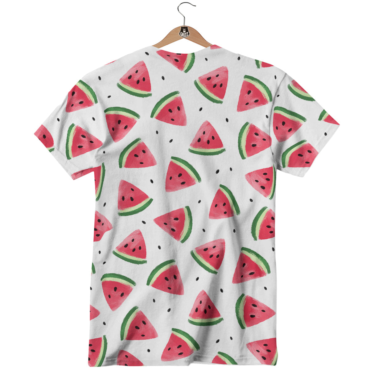 Watermelon White Tropical Print Pattern T-Shirt-grizzshop