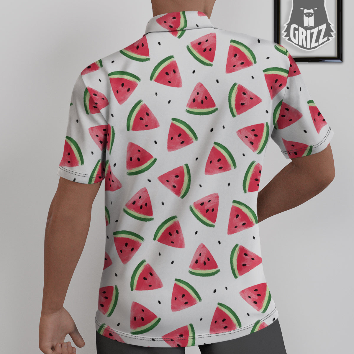 Watermelon White Tropical Print Pattern Untucked Shirts-grizzshop