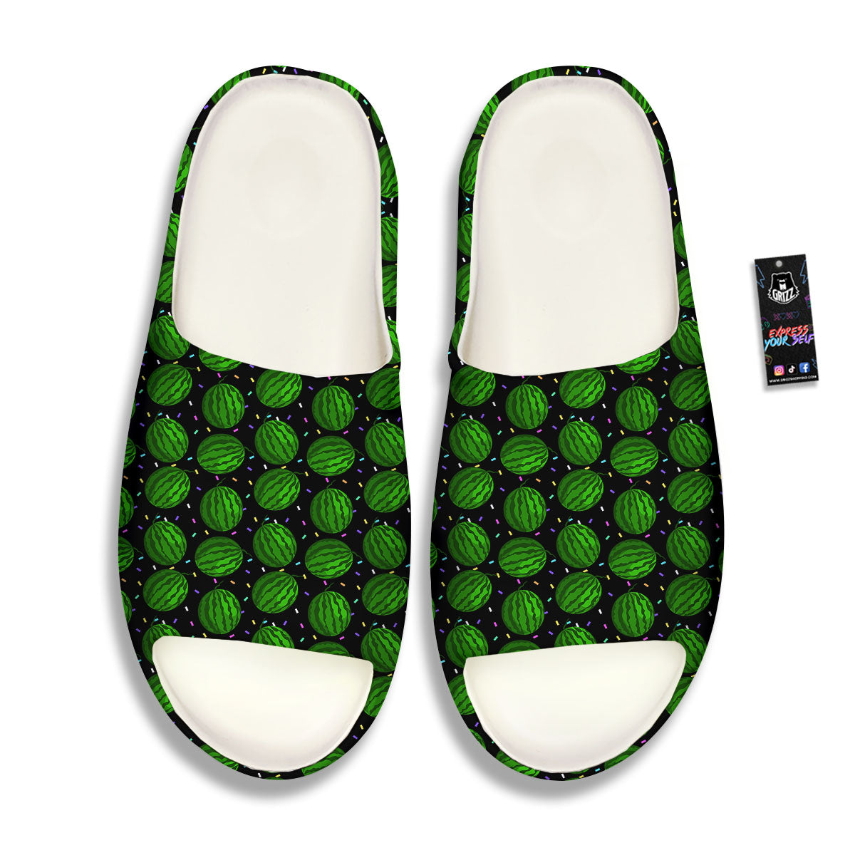 Watermelon Black Cute Print Pattern Sandals-grizzshop