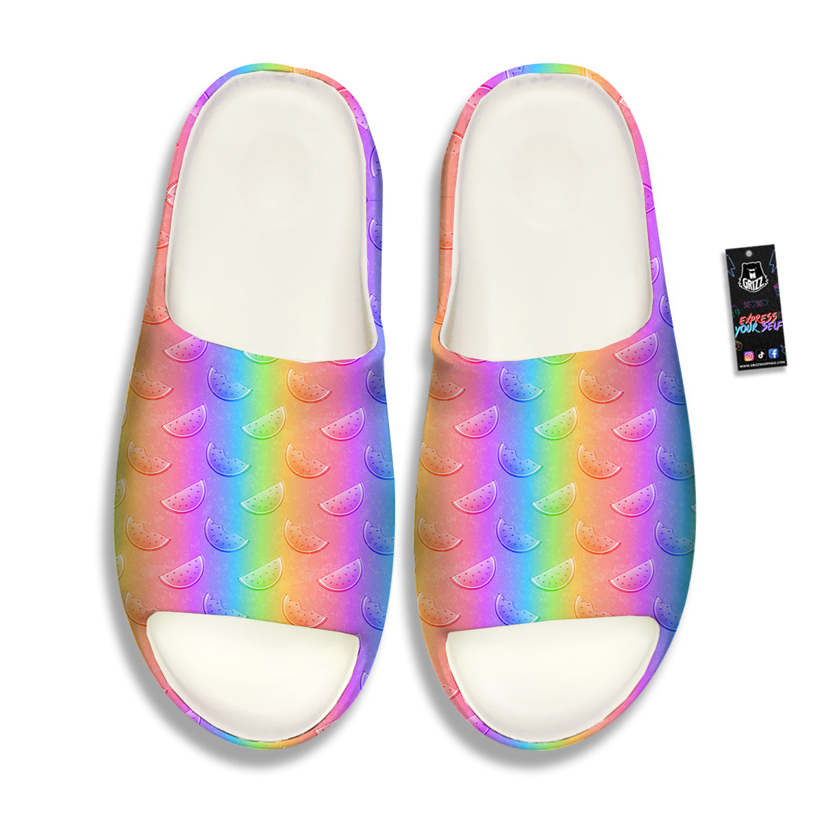 Watermelon Colorful Print Pattern Sandals-grizzshop