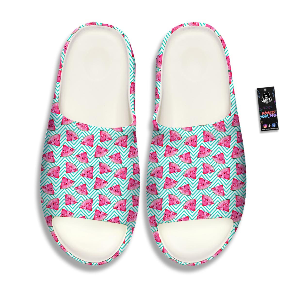 Watermelon Teal Chevron Print Pattern Sandals-grizzshop