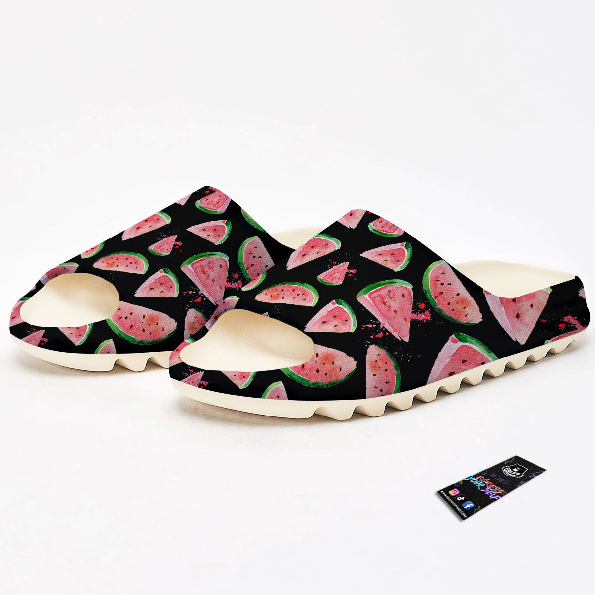 Watermelon Watercolor Print Pattern Sandals-grizzshop