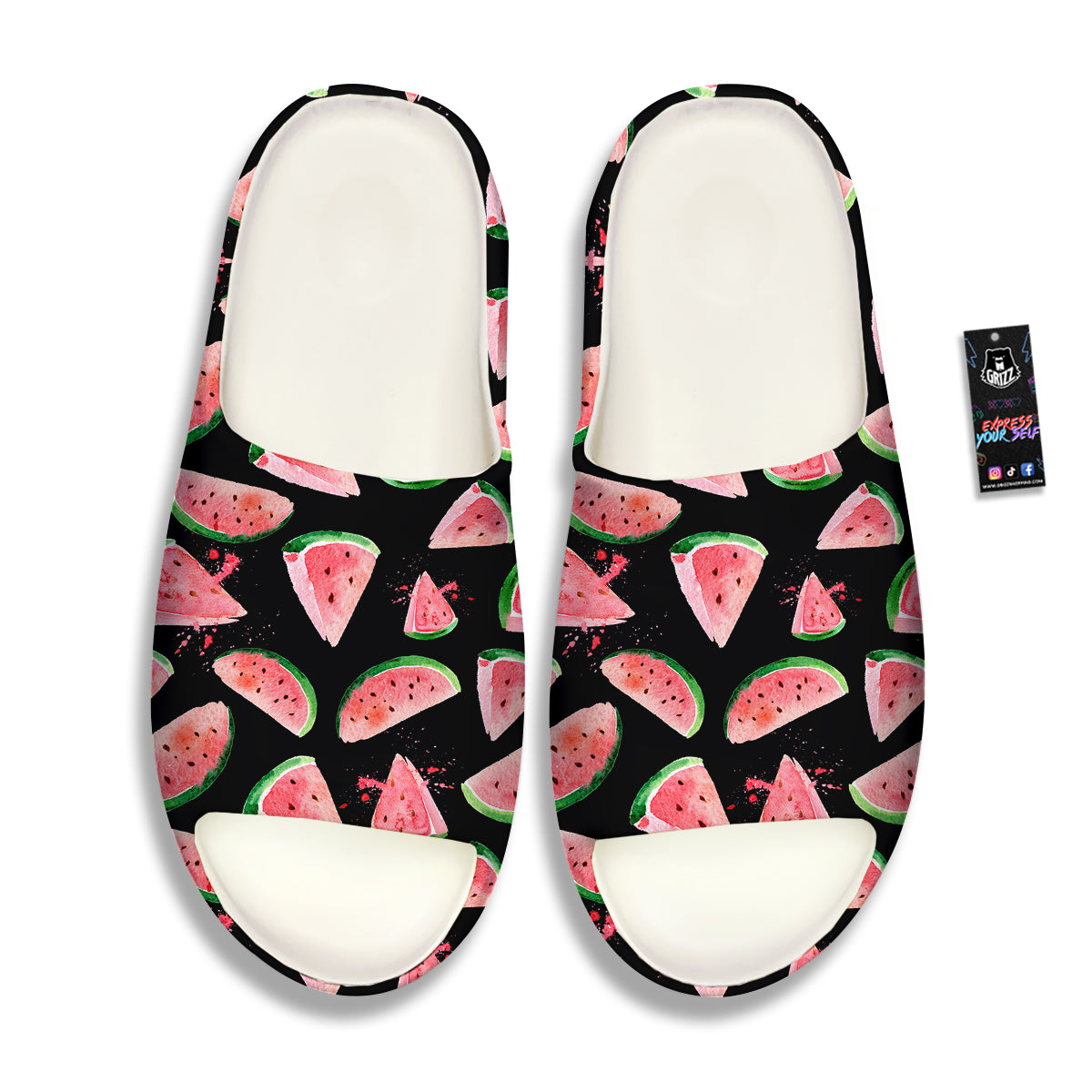 Watermelon Watercolor Print Pattern Sandals-grizzshop
