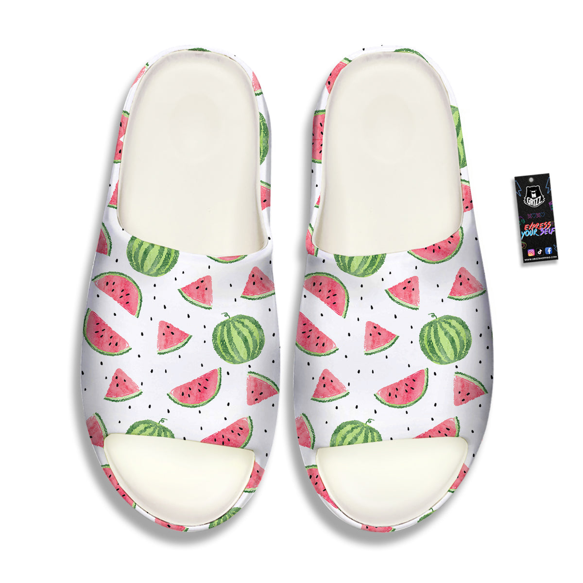 Watermelon White Summer Print Pattern Sandals-grizzshop