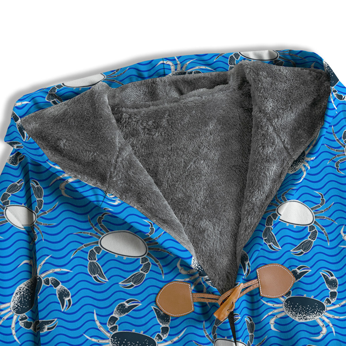 Wave Crab White And Blue Print Pattern Men's Windbreaker Jacket-grizzshop