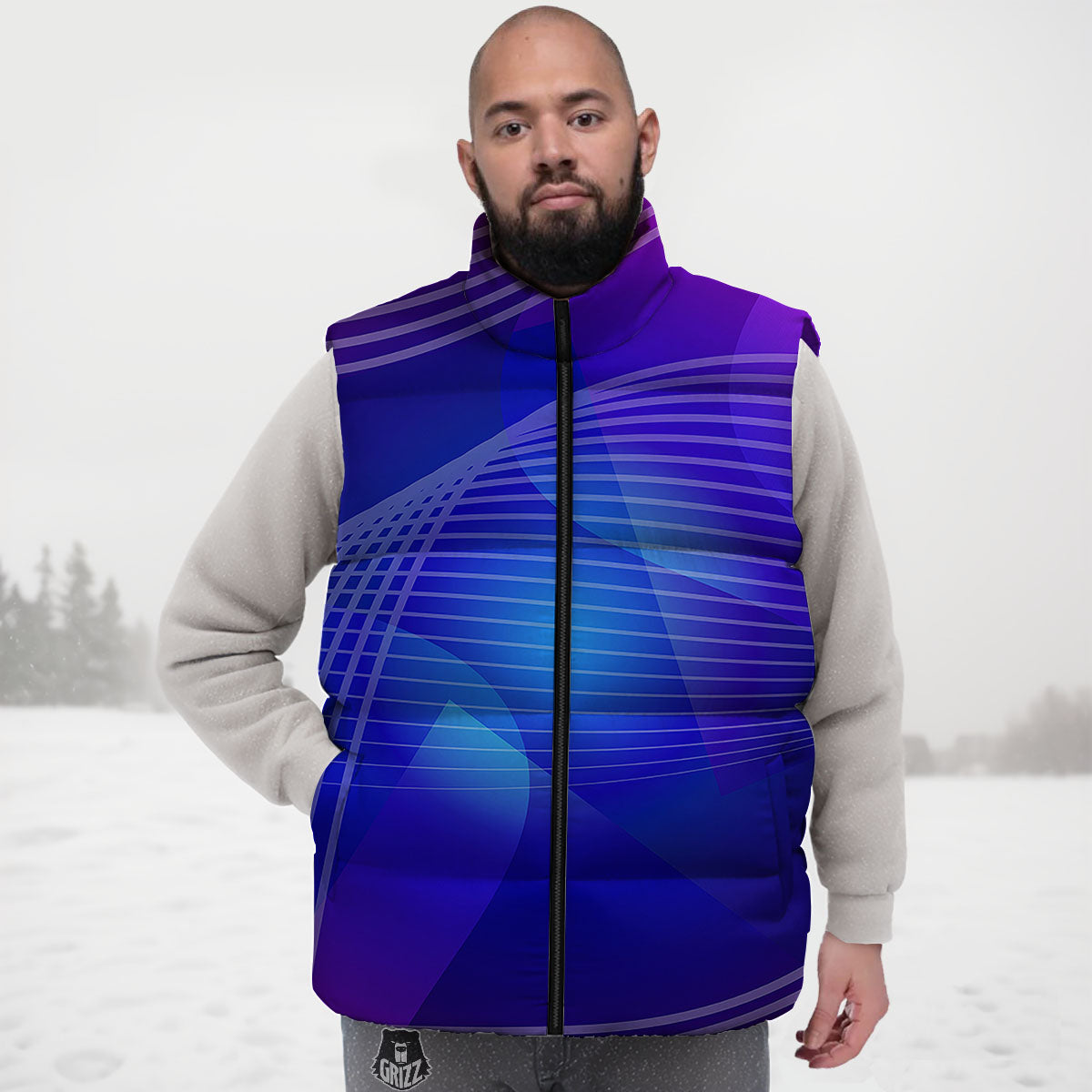 Wave EDM Print Down Vest-grizzshop