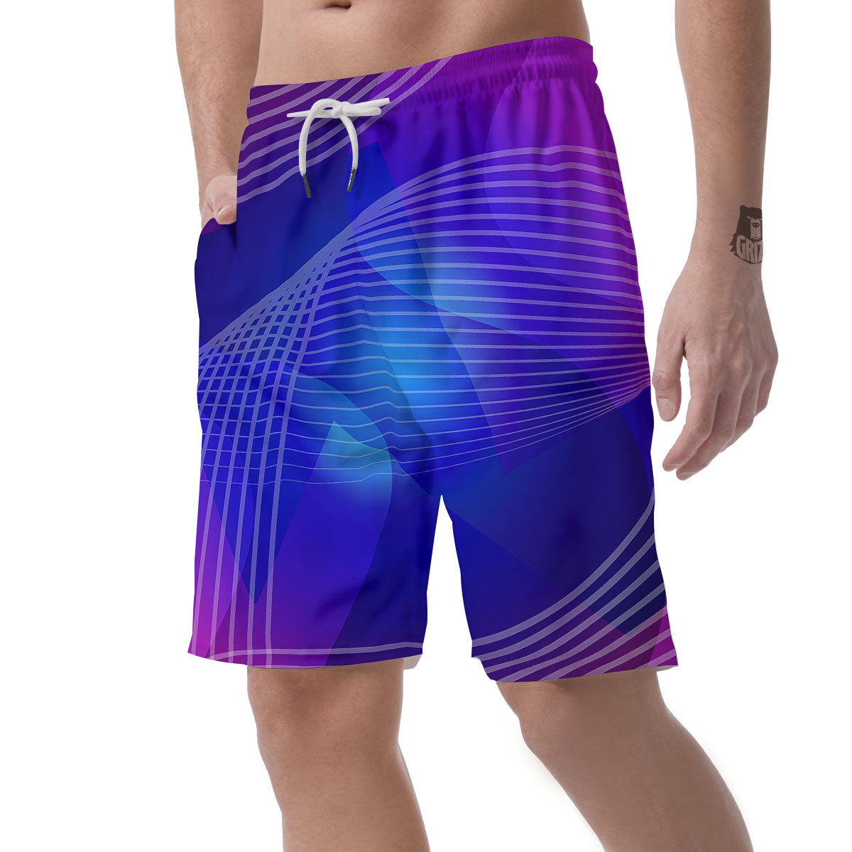 Wave EDM Print Men's Shorts-grizzshop