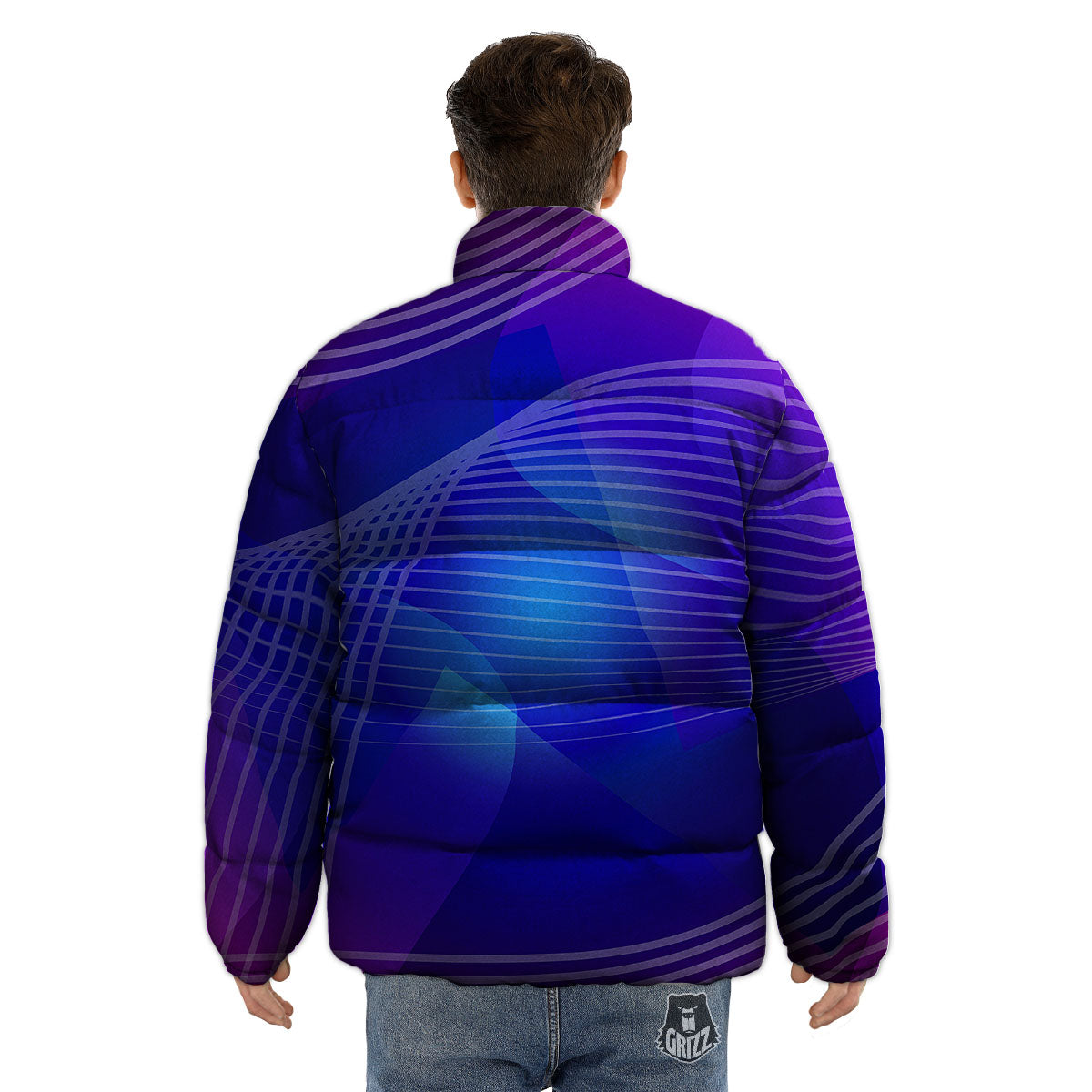 Wave EDM Print Puffer Jacket-grizzshop