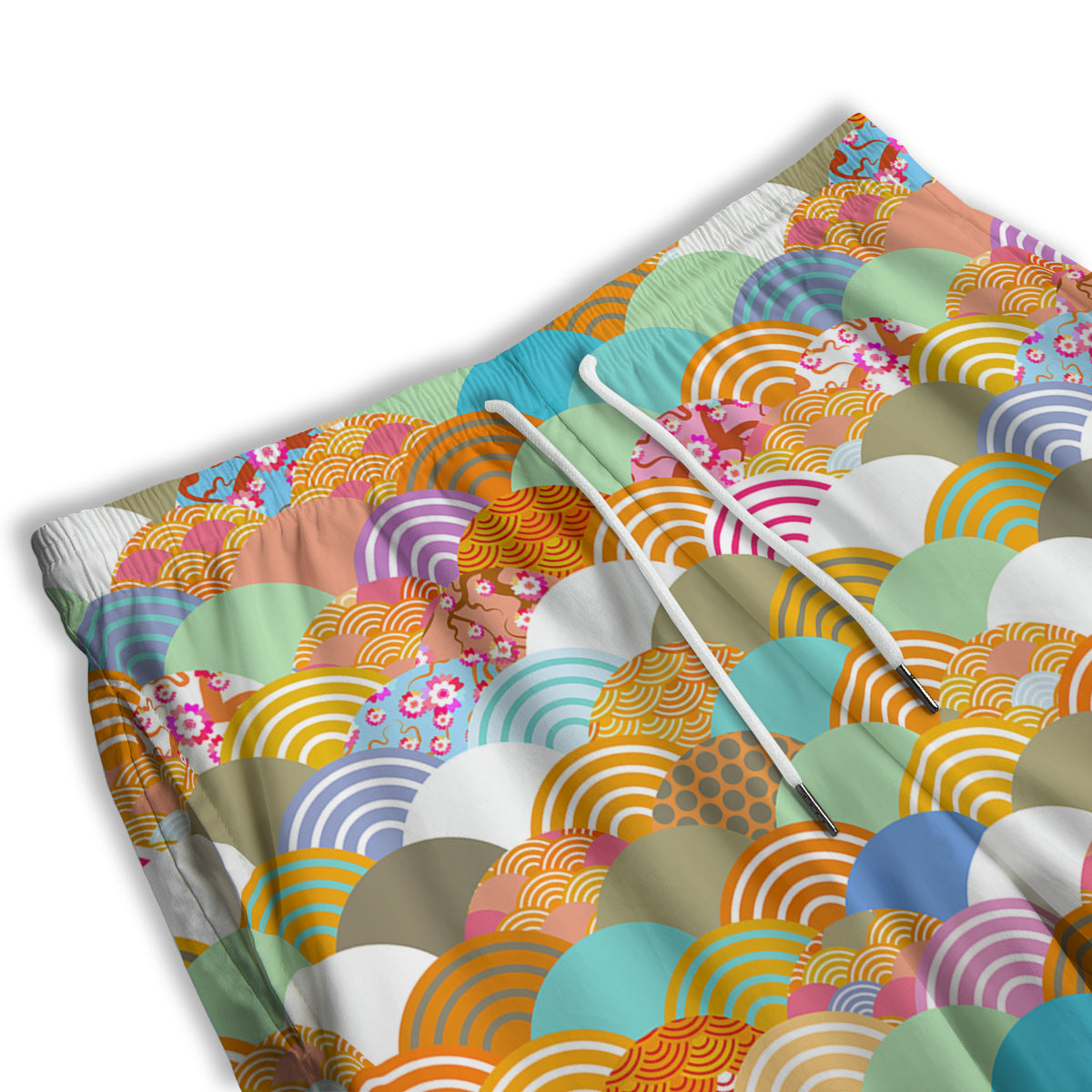Wave Japanese Flower Colorful Print Pattern Men's Athletic Shorts