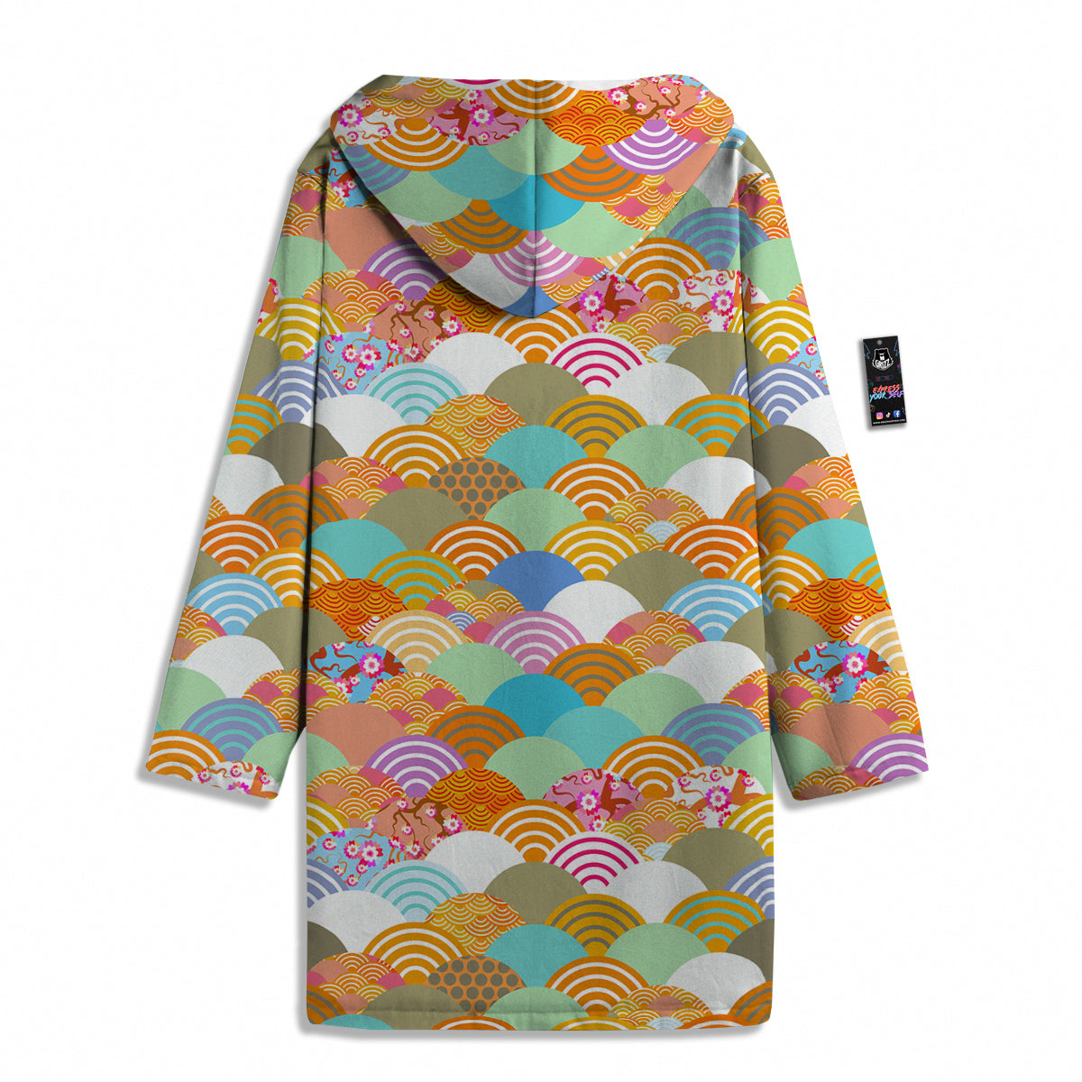 Wave Japanese Flower Colorful Print Pattern Men's Windbreaker Jacket-grizzshop