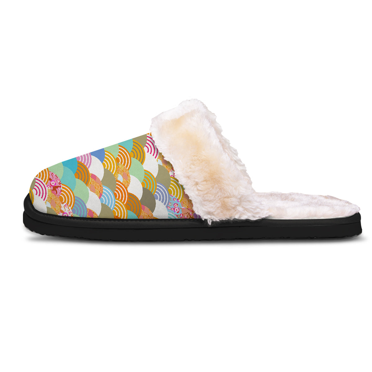 Wave Japanese Flower Colorful Print Pattern Slippers-grizzshop