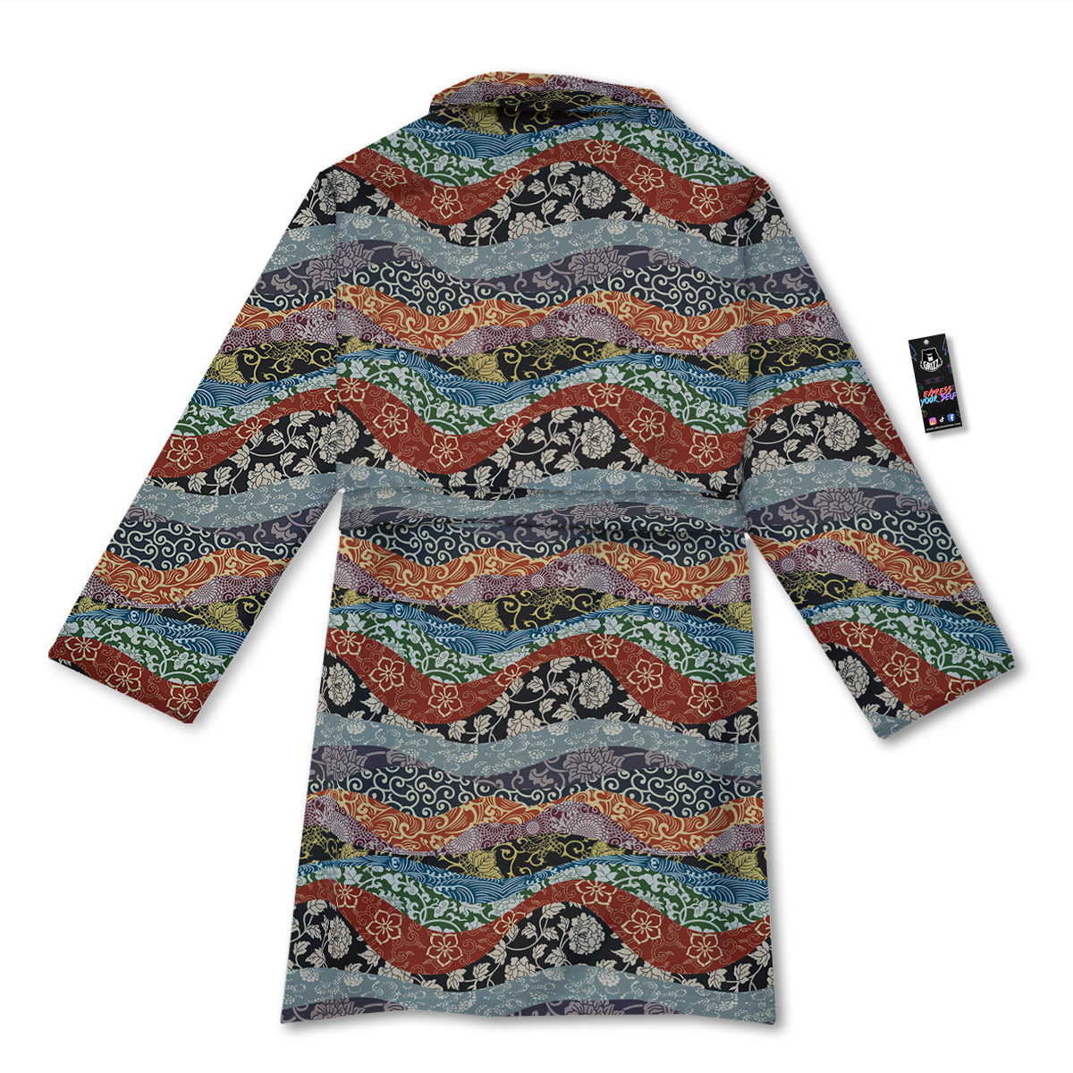 Wave Japanese Patchwork Print Pattern Bathrobe-grizzshop