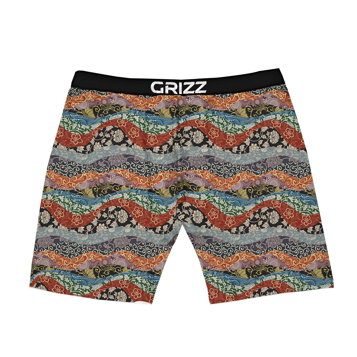 Wave Japanese Patchwork Print Pattern Boxer Briefs-grizzshop