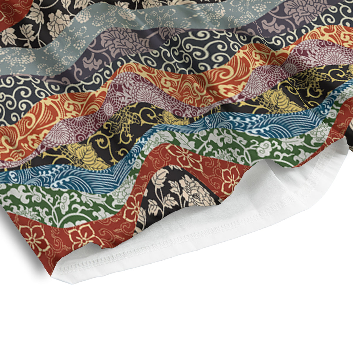 Wave Japanese Patchwork Print Pattern Men's Athletic Shorts