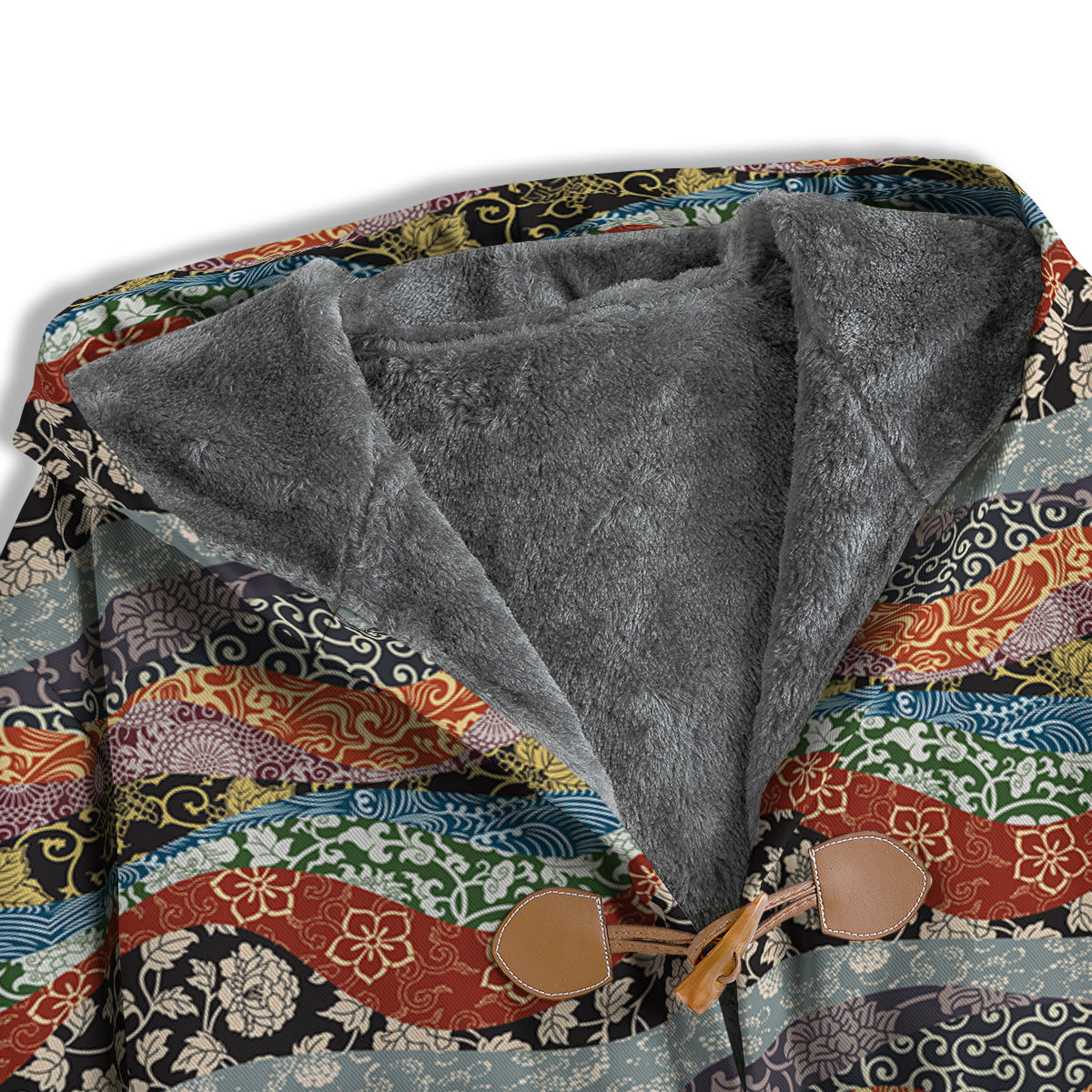 Wave Japanese Patchwork Print Pattern Men's Windbreaker Jacket-grizzshop