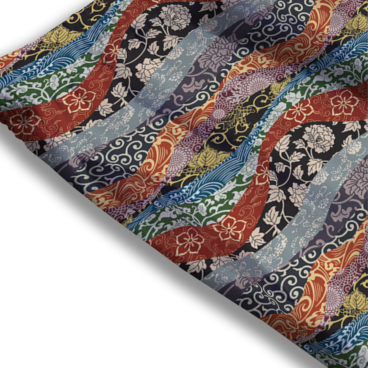 Wave Japanese Patchwork Print Pattern Mesh Shorts-grizzshop