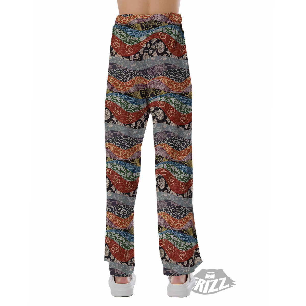 Wave Japanese Patchwork Print Pattern Pajama Pants-grizzshop