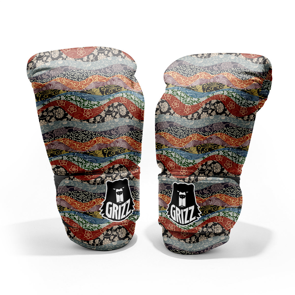 Wave Japanese Patchwork Print Pattern Pro Boxing Glove