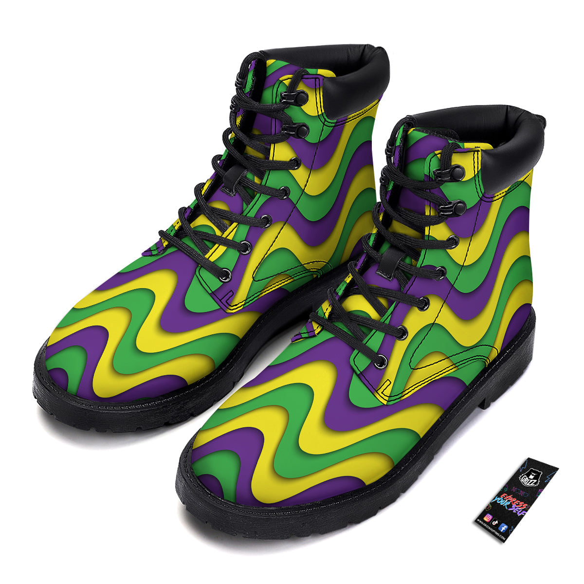 Wave Mardi Gras Print Pattern Boots-grizzshop
