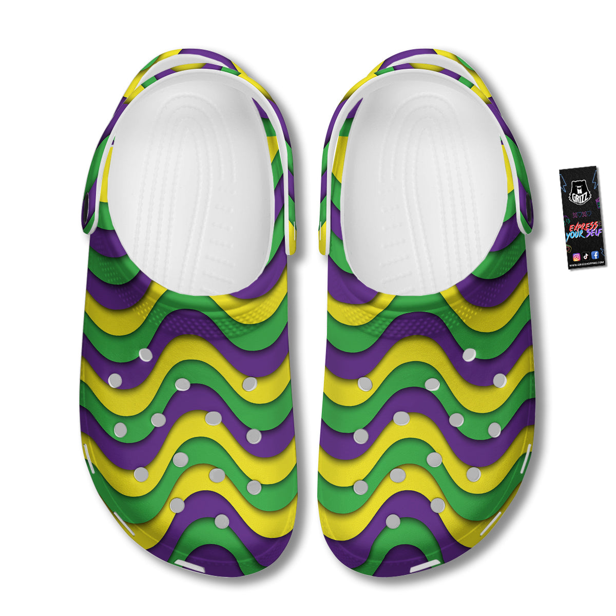 Wave Mardi Gras Print Pattern Clog-grizzshop